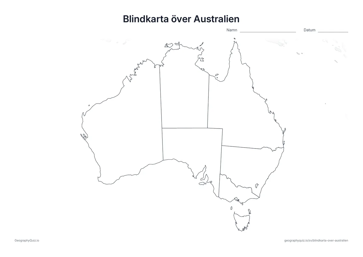 Förhandsvisning av arbetsbladet: blindkarta – Australien