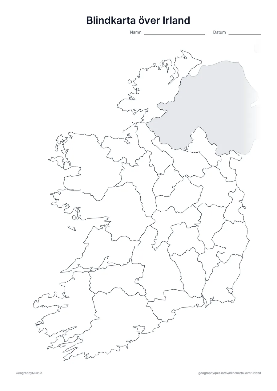 Förhandsvisning av arbetsbladet: blindkarta – Irland