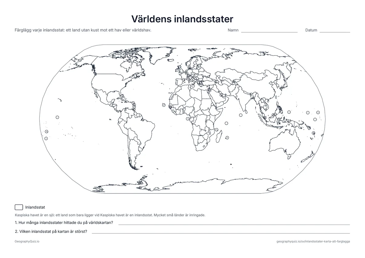 Förhandsvisning av arbetsbladet: blindkarta – Inlandsstater