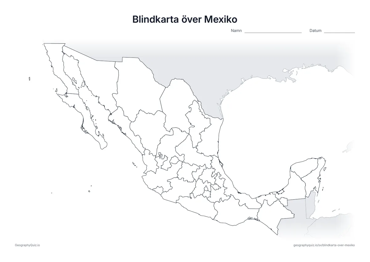 Förhandsvisning av arbetsbladet: blindkarta – Mexiko