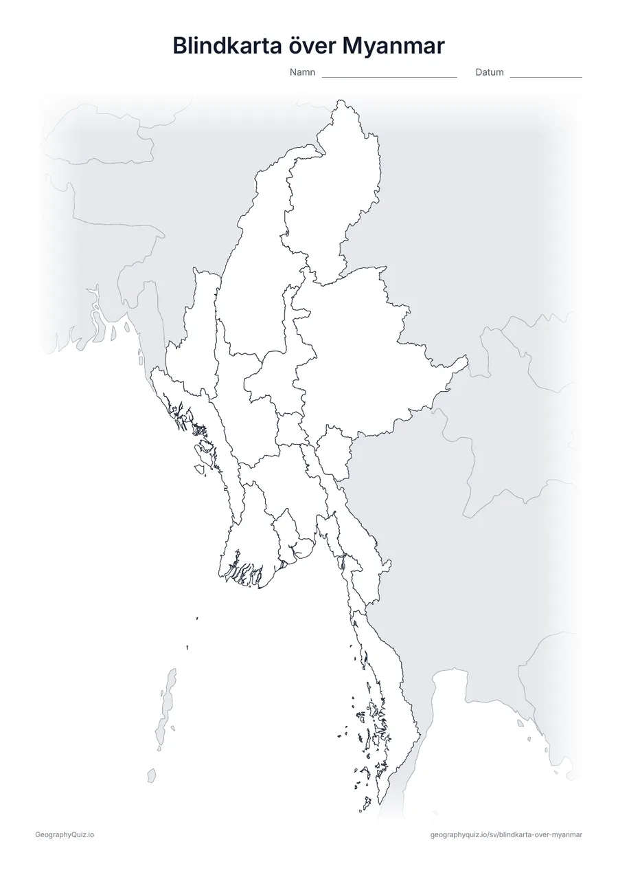 Förhandsvisning av arbetsbladet: blindkarta – Myanmar