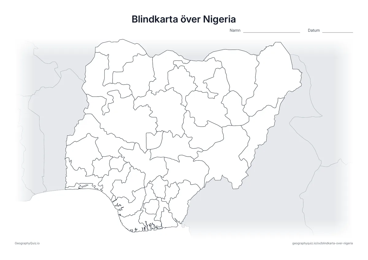 Förhandsvisning av arbetsbladet: blindkarta – Nigeria