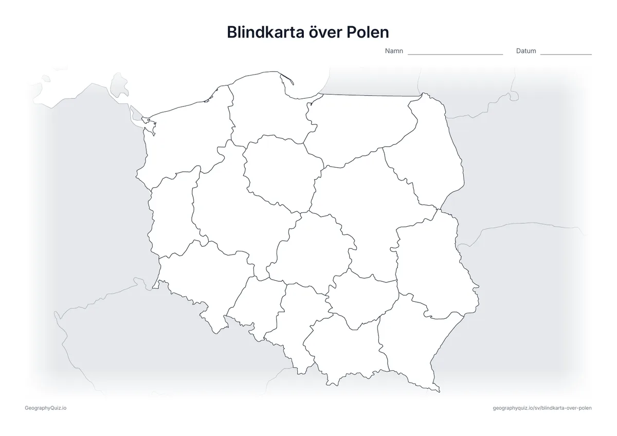 Förhandsvisning av arbetsbladet: blindkarta – Polen