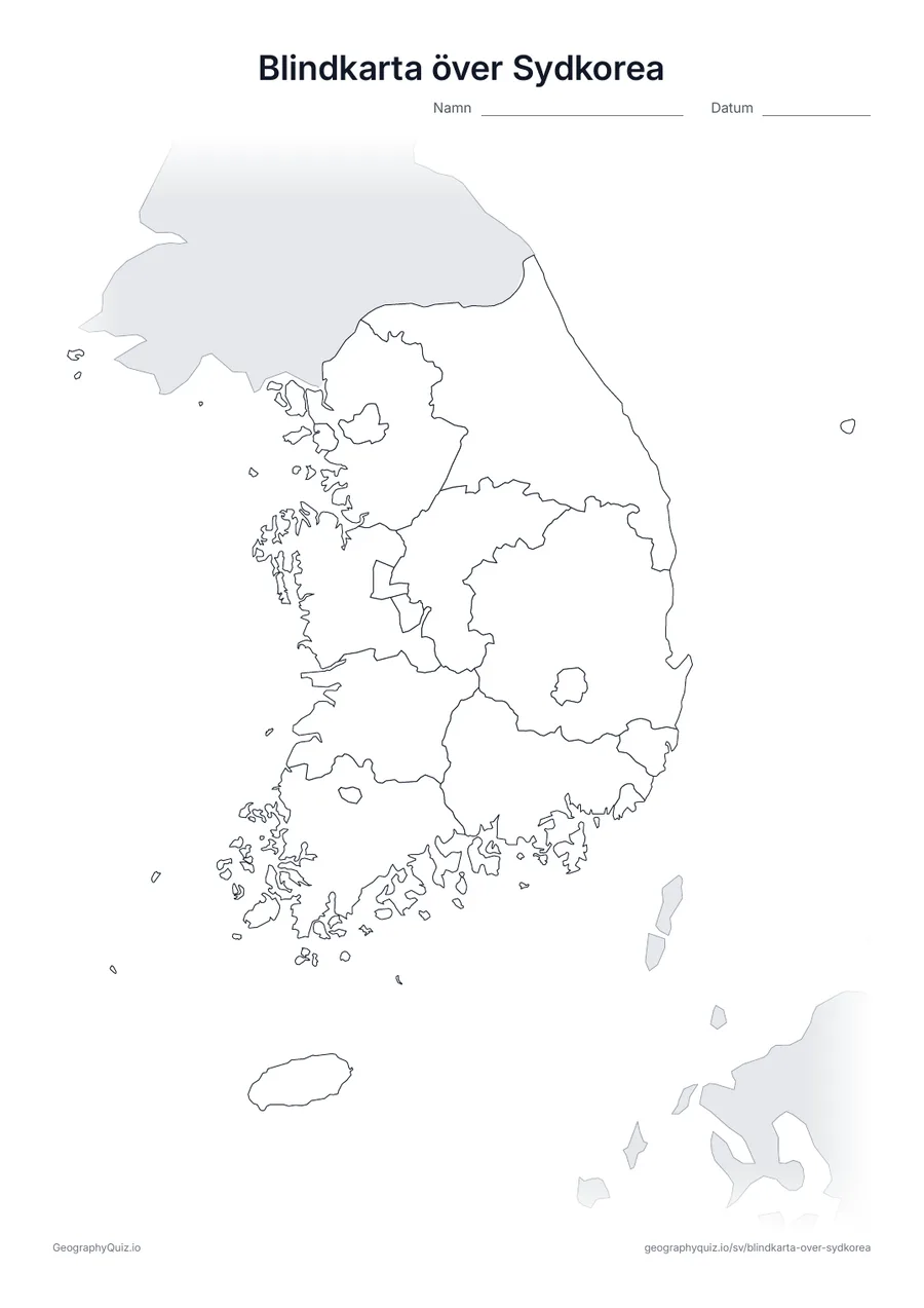 Förhandsvisning av arbetsbladet: blindkarta – Sydkorea