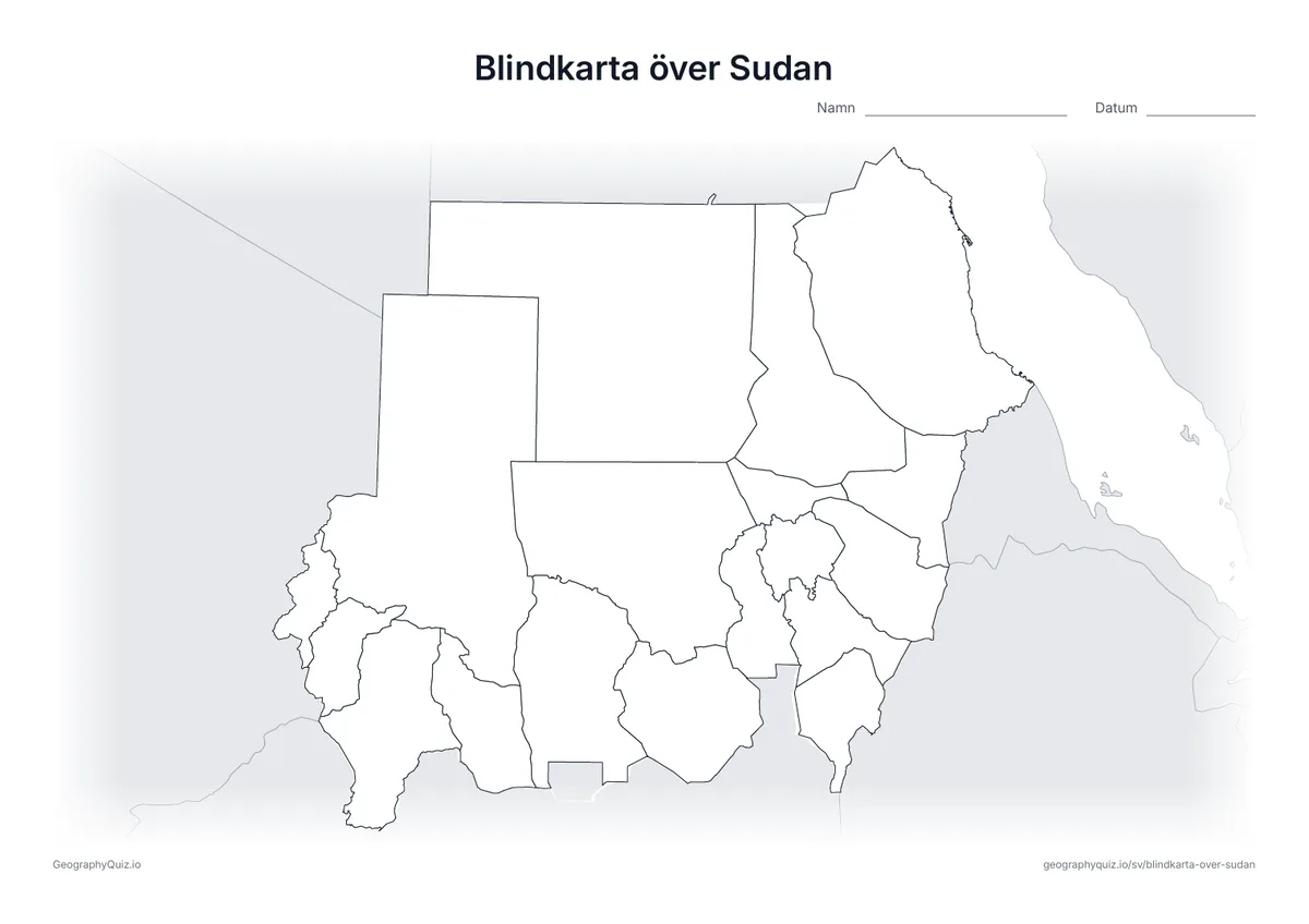 Förhandsvisning av arbetsbladet: blindkarta – Sudan