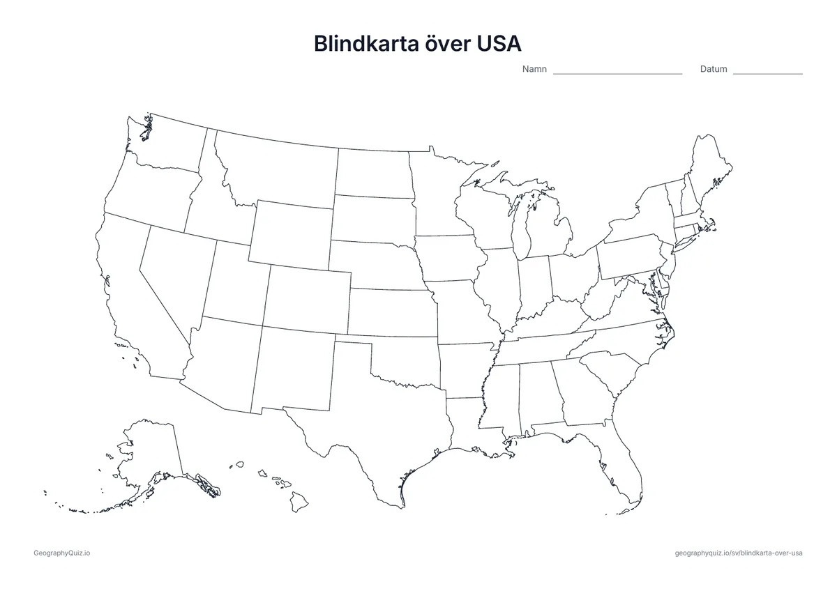 Förhandsvisning av arbetsbladet: blindkarta – USA