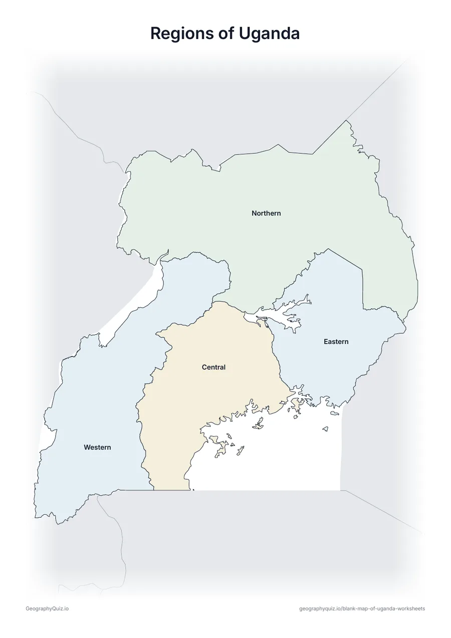 Preview of the printable regions of uganda worksheet