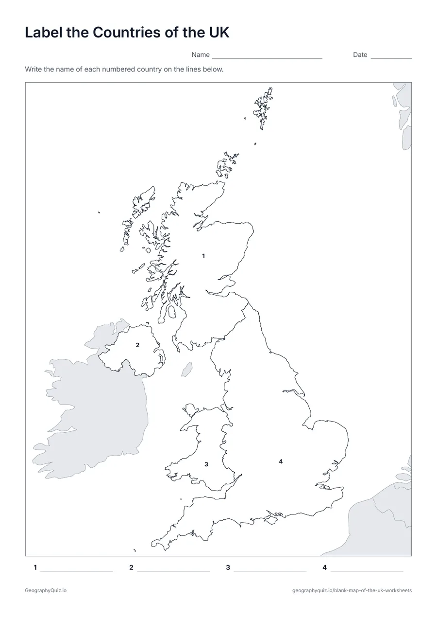 Preview of the printable label the countries of the uk worksheet