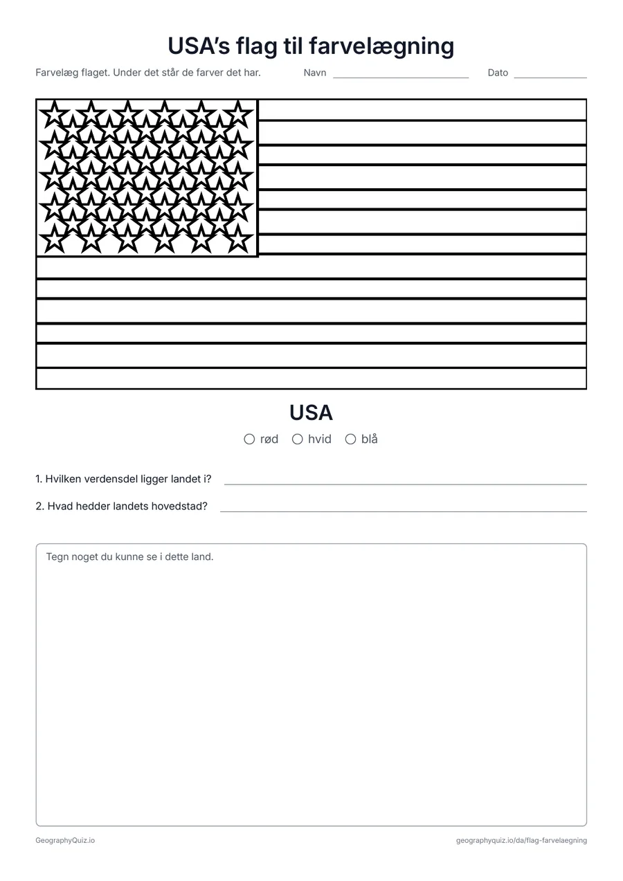 Forhåndsvisning: USA’s flag til farvelægning