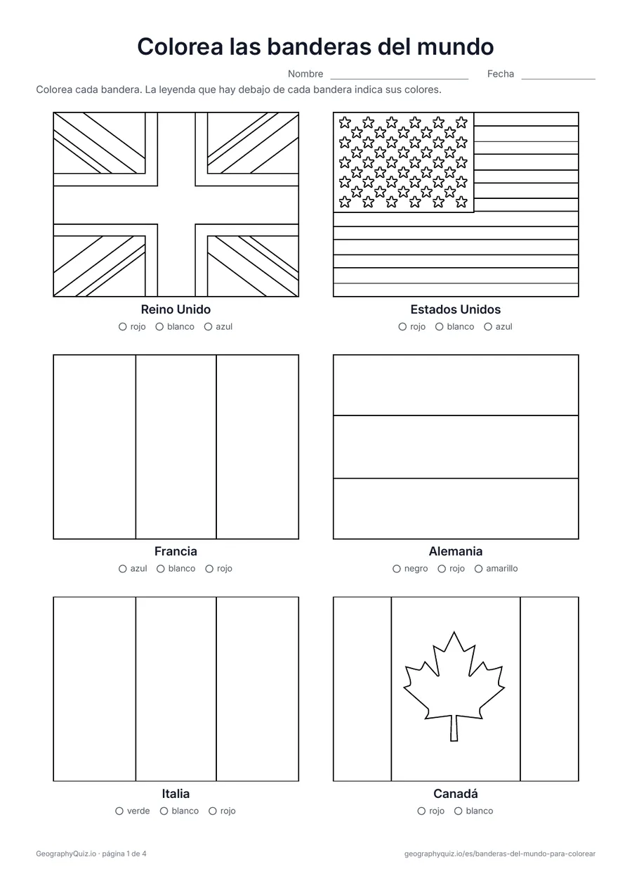 Vista previa: Banderas para colorear