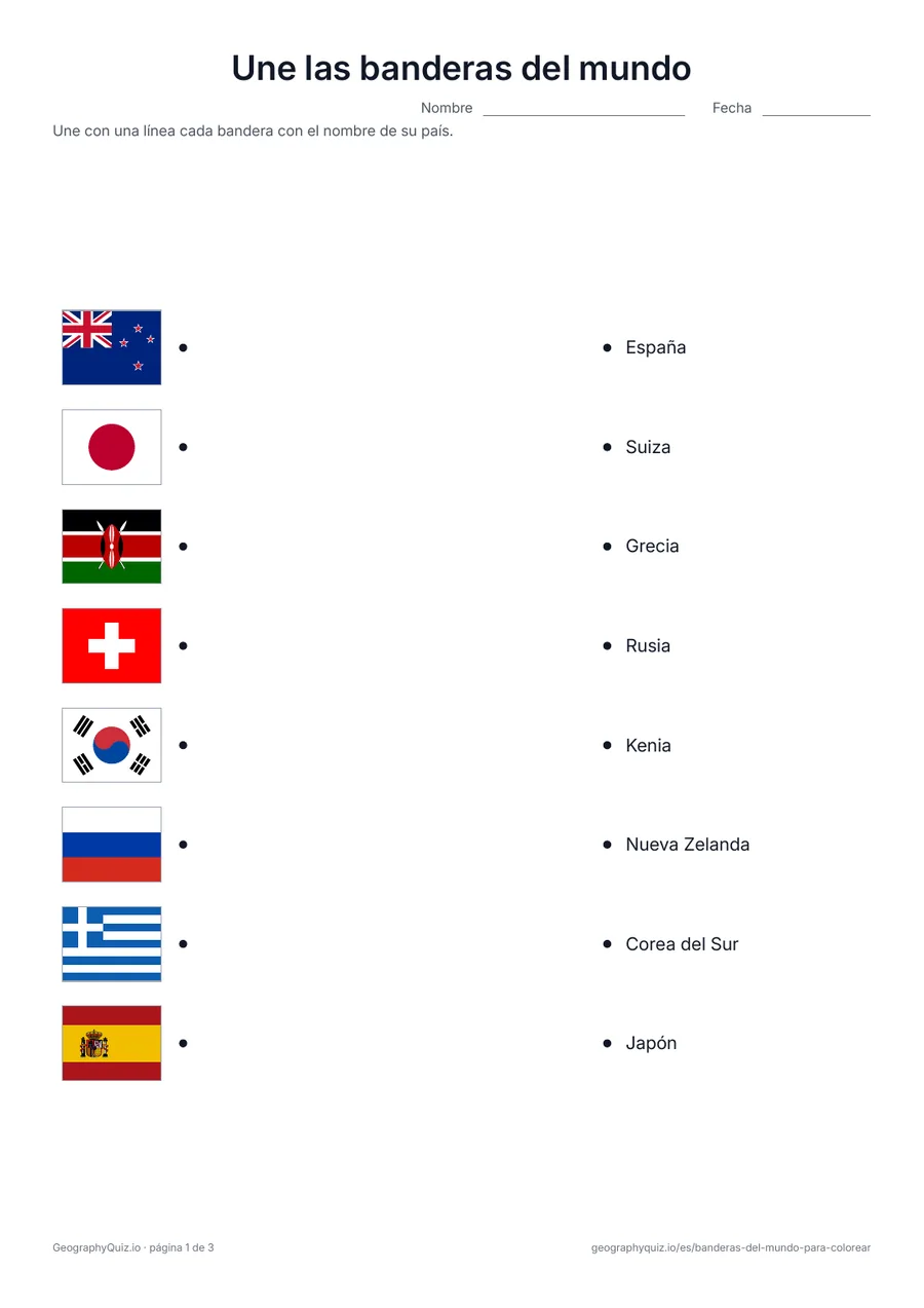 Vista previa de la ficha para imprimir «Une las banderas del mundo»