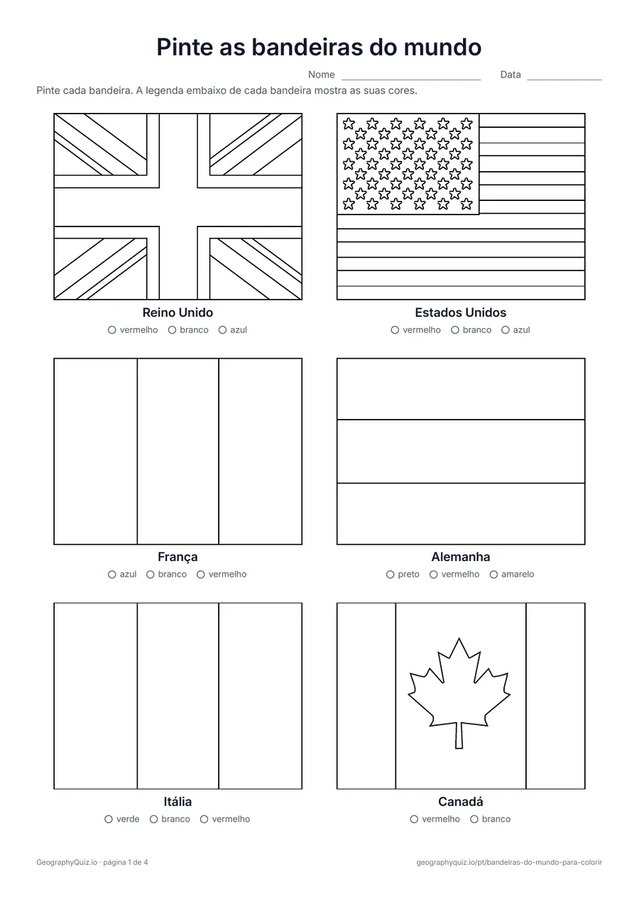Prévia: Bandeiras para colorir